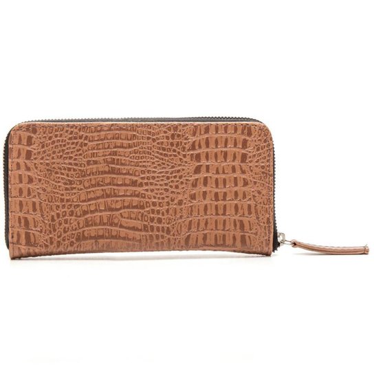 Carteira Feminina Básica Zíper Grande - Nude Menor preço em Carteira Feminina Básica Zíper Grande - Nude