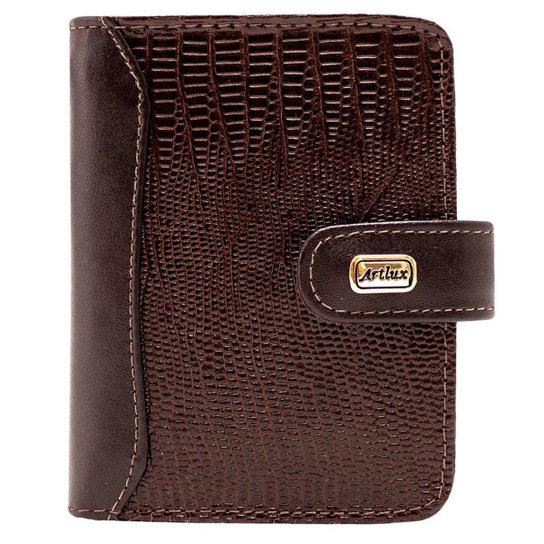Carteira Feminina de Couro Artlux - Cafe Menor preço em Carteira Feminina de Couro Artlux - Cafe