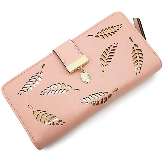 Carteira Feminina Longa Grande Luxo Couro Porta Cartão - Rosa Menor preço em Carteira Feminina Longa Grande Luxo Couro Porta Cartão - Rosa