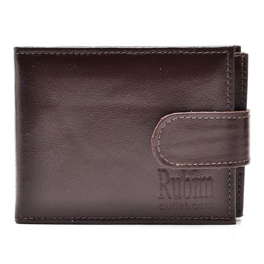 Carteira Masculina Couro Fechamento Botão com Porta Cartões - Marrom Menor preço em Carteira Masculina Couro Fechamento Botão com Porta Cartões - Marrom