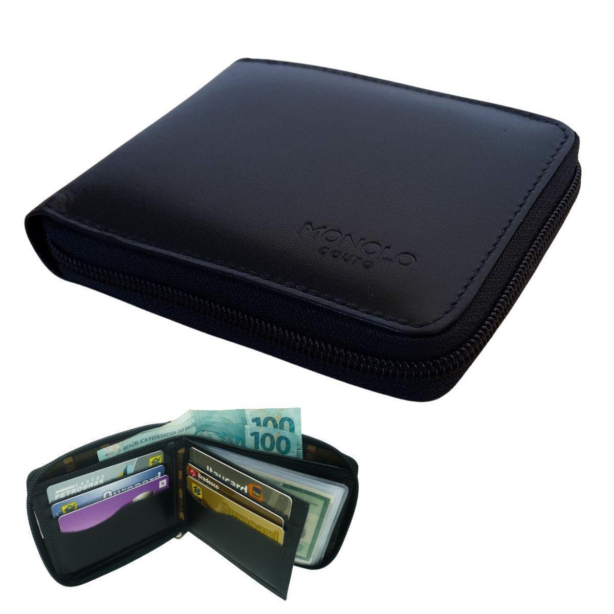 Carteira Masculina Couro Legítimo Grande Ziper externo Completa grande executiva porta documentos Menor preço em Carteira Masculina Couro Legítimo Grande Ziper externo Completa grande executiva porta documentos