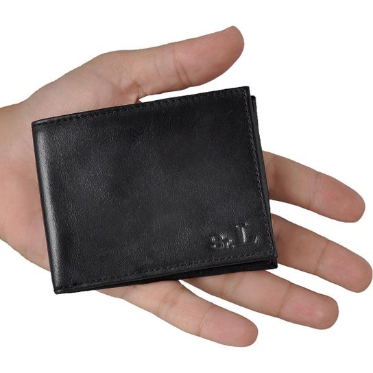 Carteira Masculina em couro Slim Fina - Preto Menor preço em Carteira Masculina em couro Slim Fina - Preto