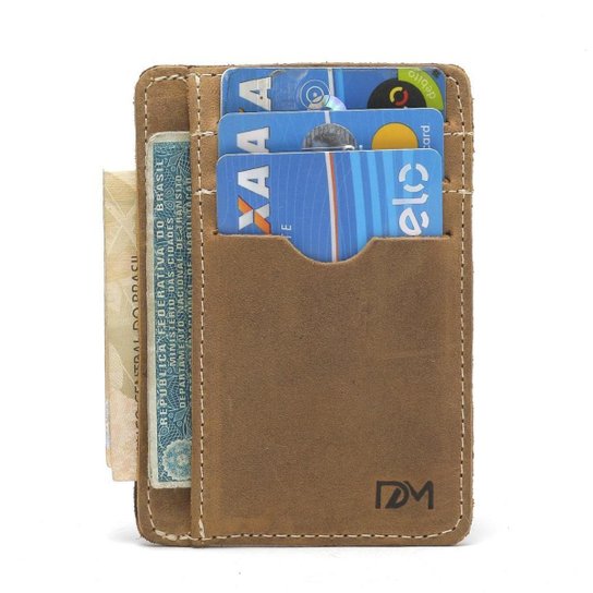 Carteira Masculina Pequena Couro Pequena Porta Cartão - Amarelo Menor preço em Carteira Masculina Pequena Couro Pequena Porta Cartão - Amarelo