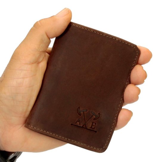 Carteira Porta Cartão Slim Maculina Couro Legitimo Envio Já - Marrom Menor preço em Carteira Porta Cartão Slim Maculina Couro Legitimo Envio Já - Marrom