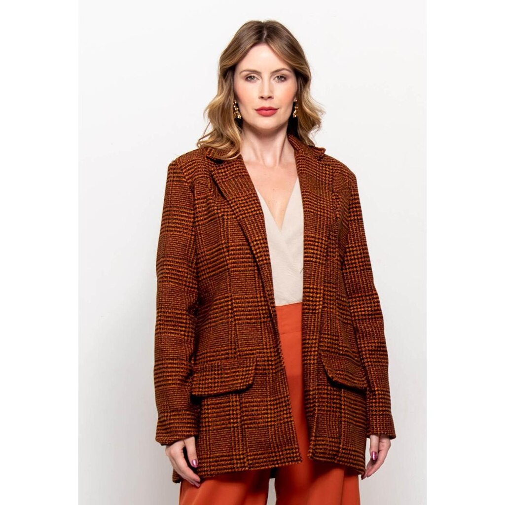 Casaco Bisô Tweed Marrom - Marrom - G