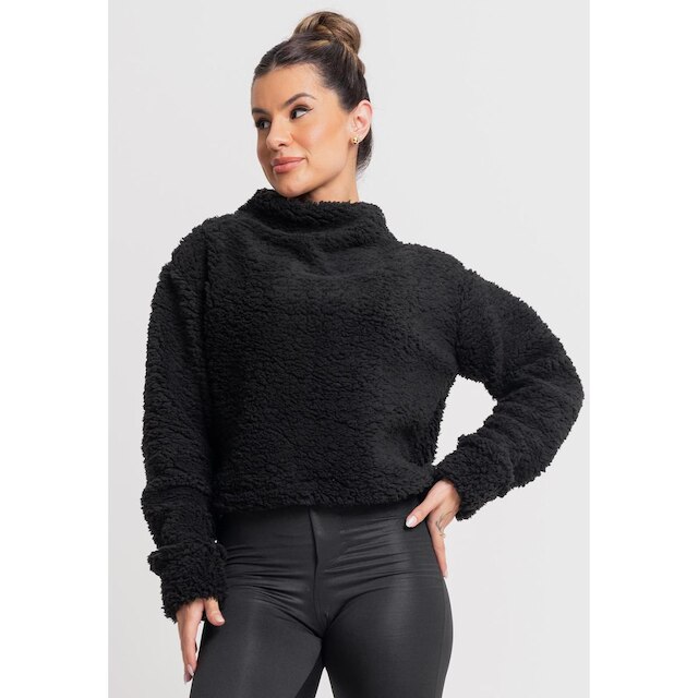 Casaco Cropped Gola Alta Feminino Flanelado Teddy Peluciado Mvb Modas