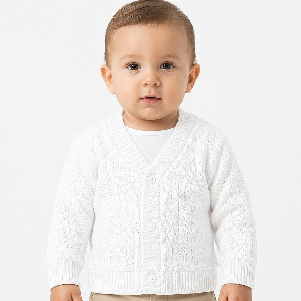 Casaco de Batizado Tricô Kids Tranças Branco