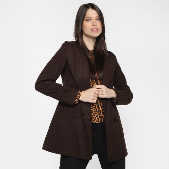 Casaco Facinelli Lã Batida Feminino - Café Menor preço em Casaco Facinelli Lã Batida Feminino - Café