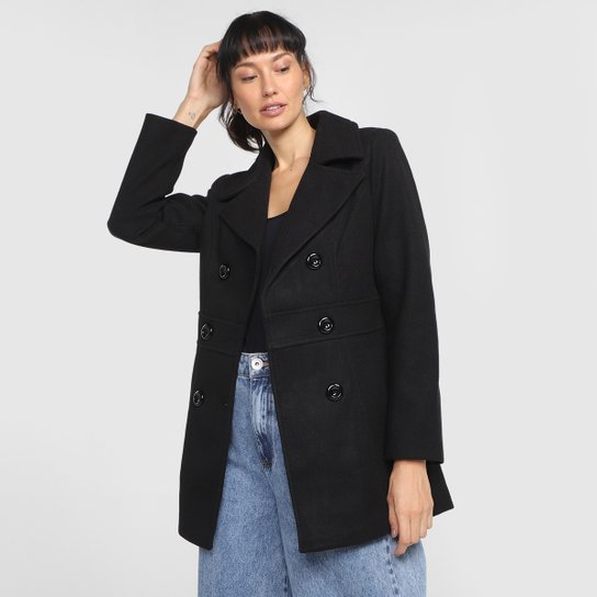 Casaco Facinelli Lã Batida Feminino - Preto Menor preço em Casaco Facinelli Lã Batida Feminino - Preto