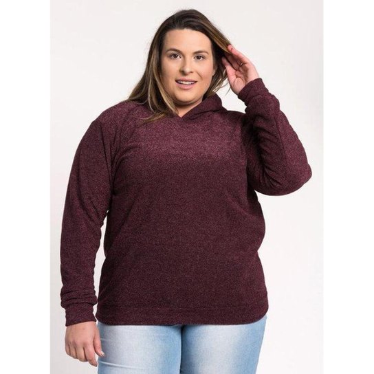 Casaco Feminino Plus Size Bouclê Capuz - Serena - Bordô Menor preço em Casaco Feminino Plus Size Bouclê Capuz - Serena - Bordô
