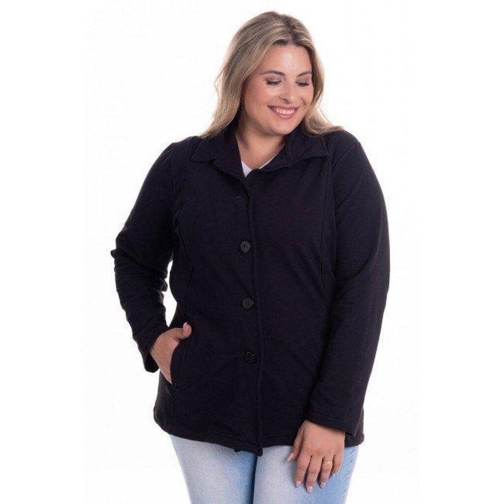 Casaco Feminino Plus Size Molecotton Fechamento Botões - Serena