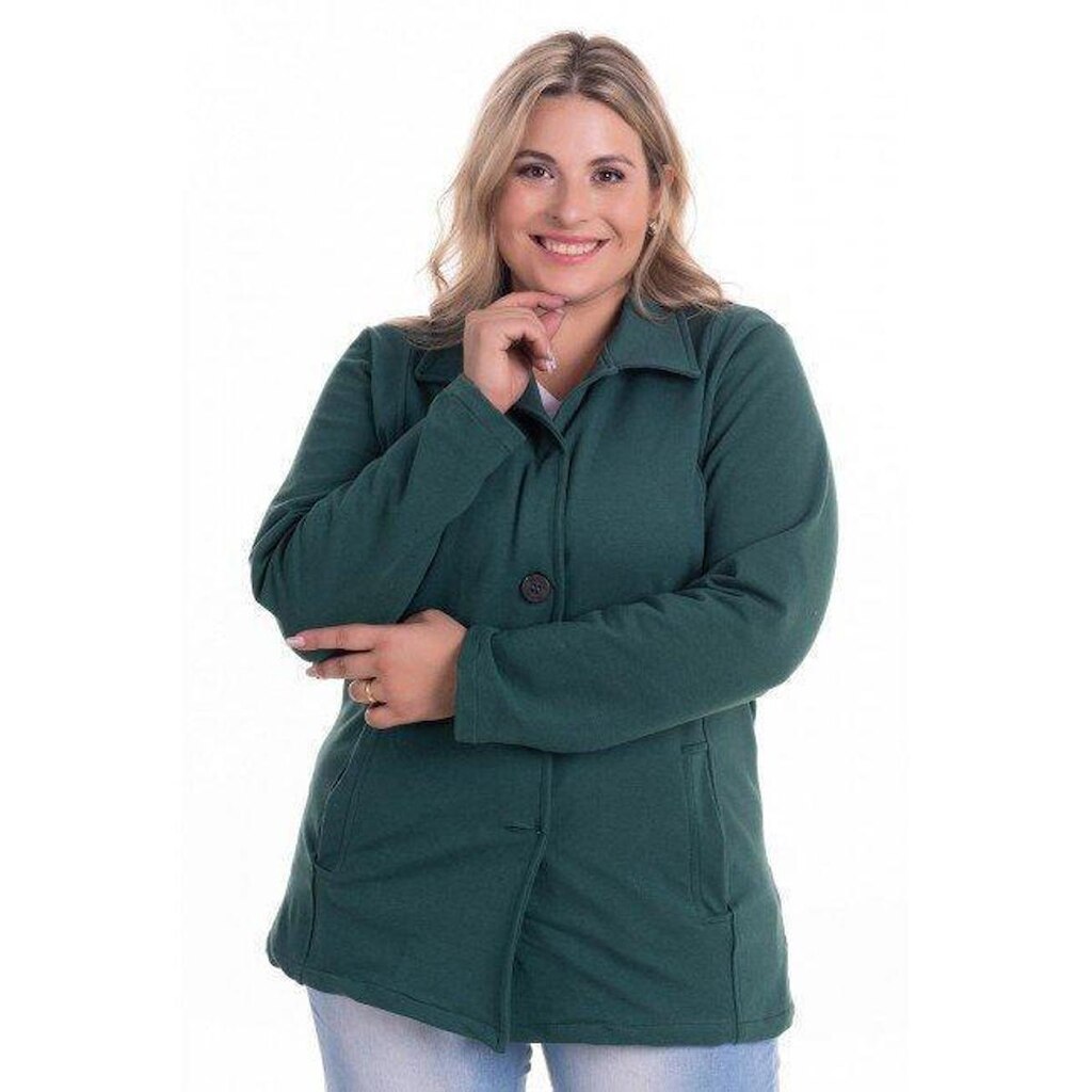Casaco Feminino Plus Size Molecotton Fechamento Botões - Serena