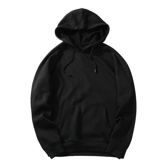 Casaco Moletom Masculino Moletom Feminino Preto Liso Casaco