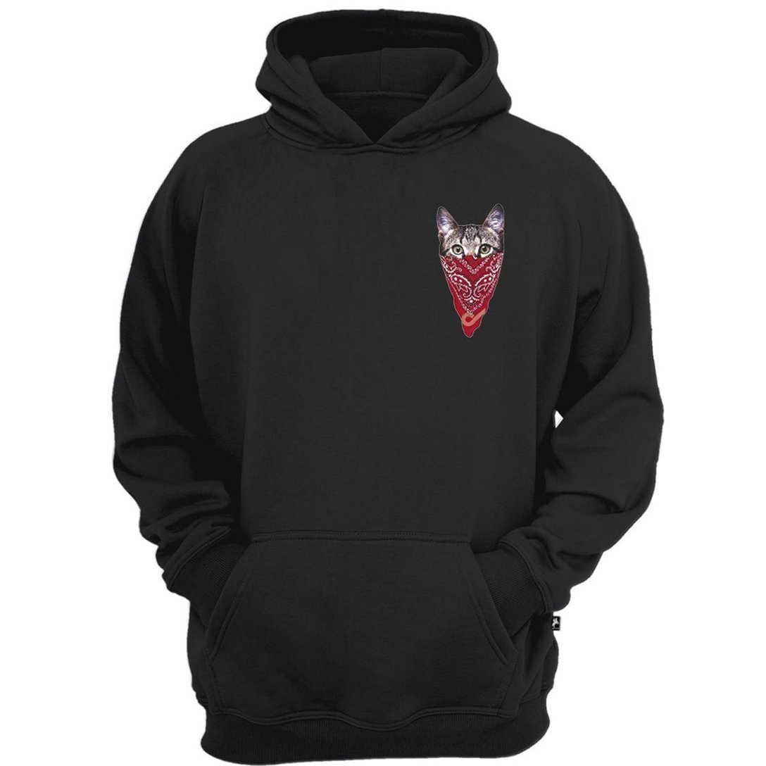 Casaco moletom thug life swag cat gato gangsta streetwear Preto