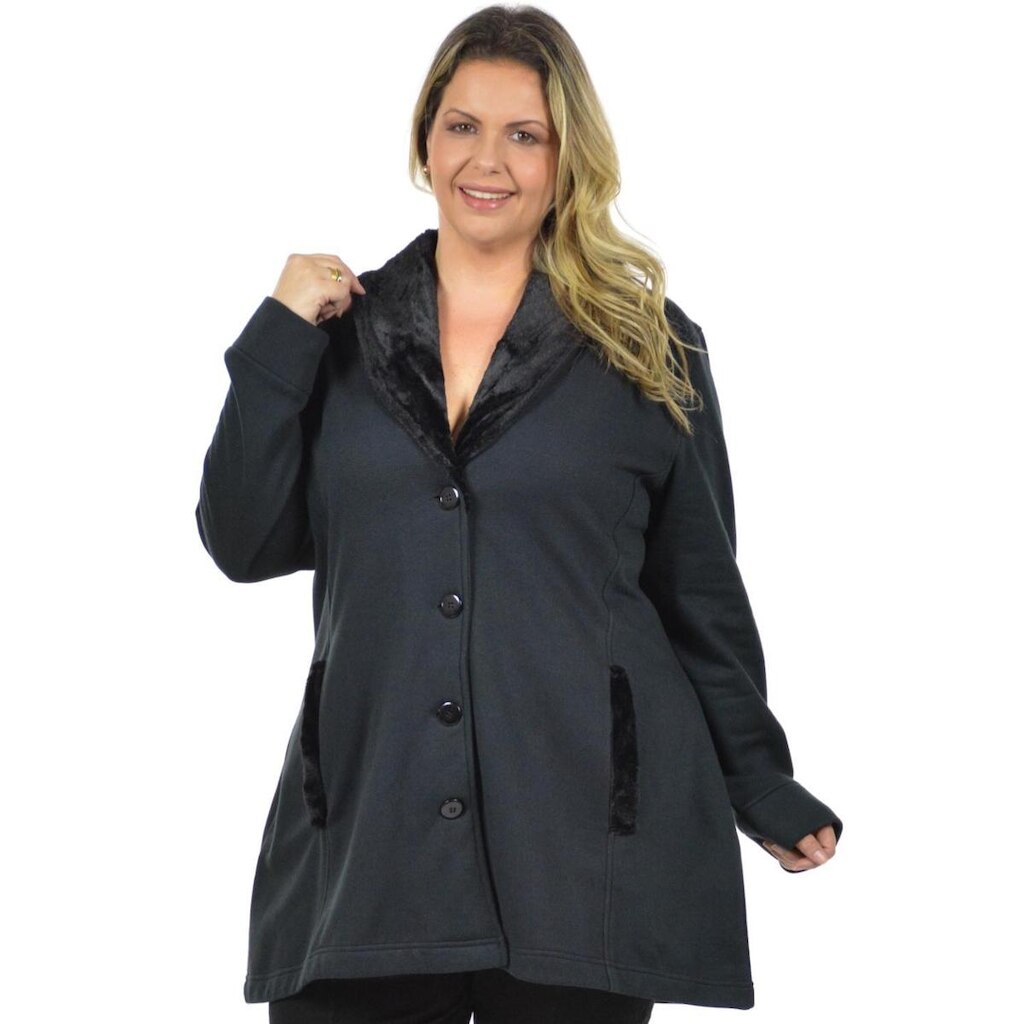 Casaco pele plus size fenomenal Preto 56