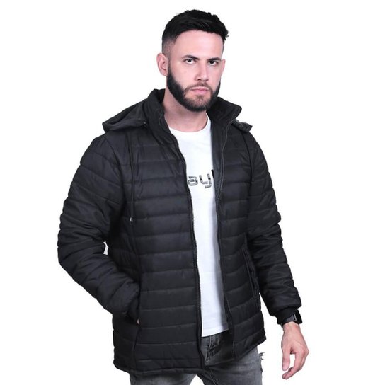 Casaco Puffer Jaqueta Bobojaco Blusa Masculino Preto Bomber Com Gomos Exclusiva em 7cm - Preto Menor preço em Casaco Puffer Jaqueta Bobojaco Blusa Masculino Preto Bomber Com Gomos Exclusiva em 7cm - Preto