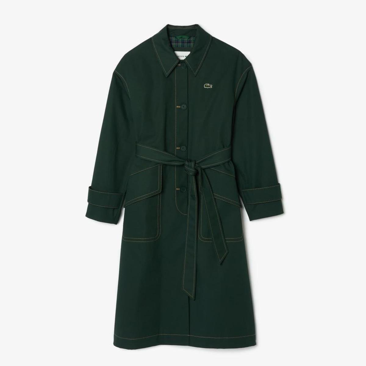 Casaco Sobretudo Oversized De Sarja De Algodão Com Cinto Lacoste