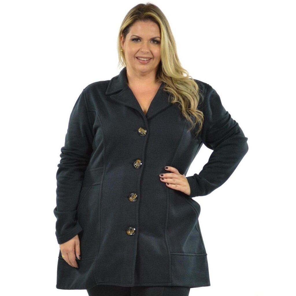 Casaco sucesso plus size fenomenal Preto 46