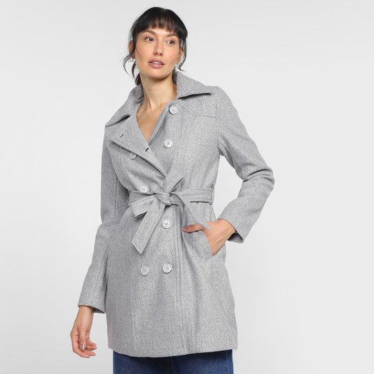 Casaco Trench Coat Aishty Lá Batida Feminino - Mescla Menor preço em Casaco Trench Coat Aishty Lá Batida Feminino - Mescla