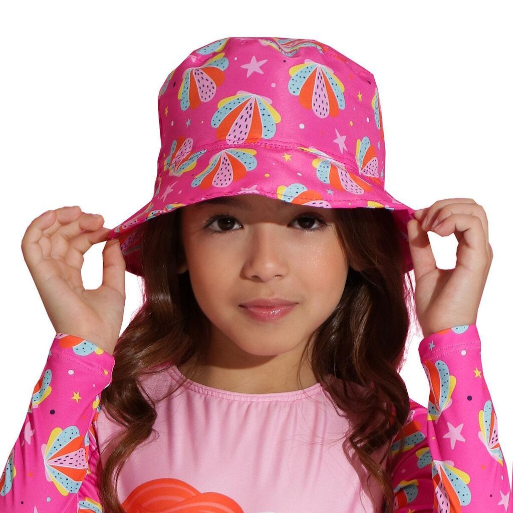 Chapéu Infantil Proteção UV Conchas Pink Everly