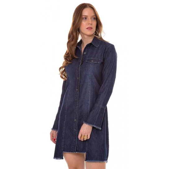 Chemise Jeans Express Felipa - Azul Menor preço em Chemise Jeans Express Felipa - Azul