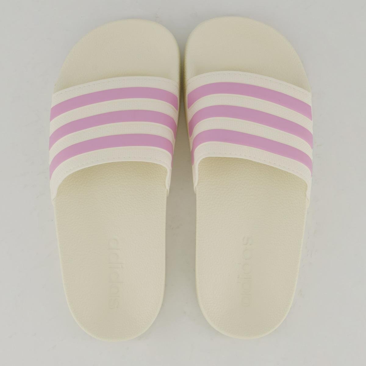 Chinelo Adidas Adilette Shower Juvenil Off White e Lilás Bege