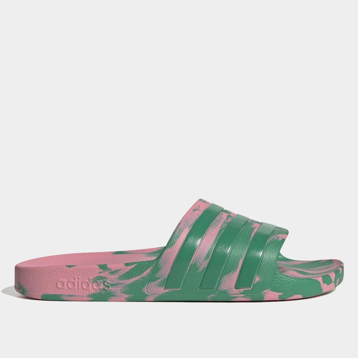 Chinelo Adidas Adilette Unissex Rosa+Verde Netshoes