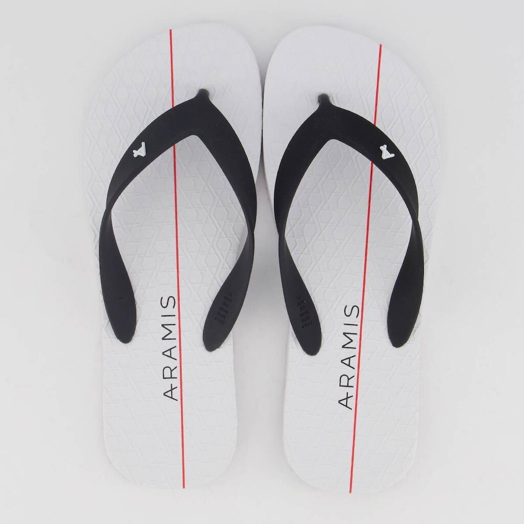 Chinelo Aramis Logo Branco e Preto