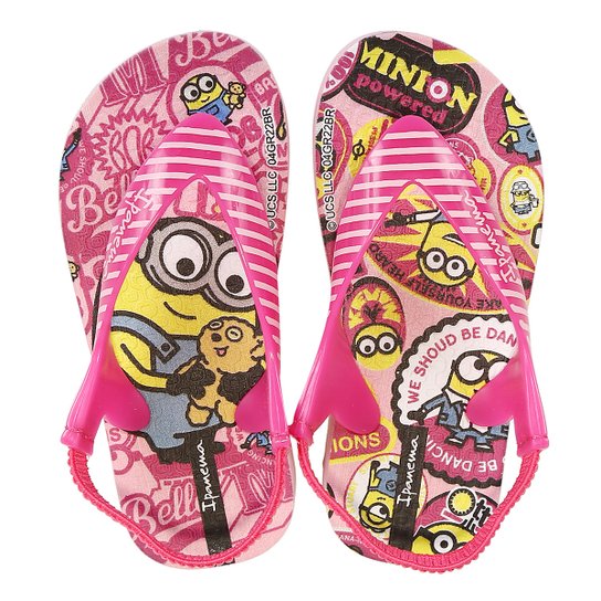 Chinelo Bebê Grendene Ipanema Minions Feminino - Rosa Menor preço em Chinelo Bebê Grendene Ipanema Minions Feminino - Rosa
