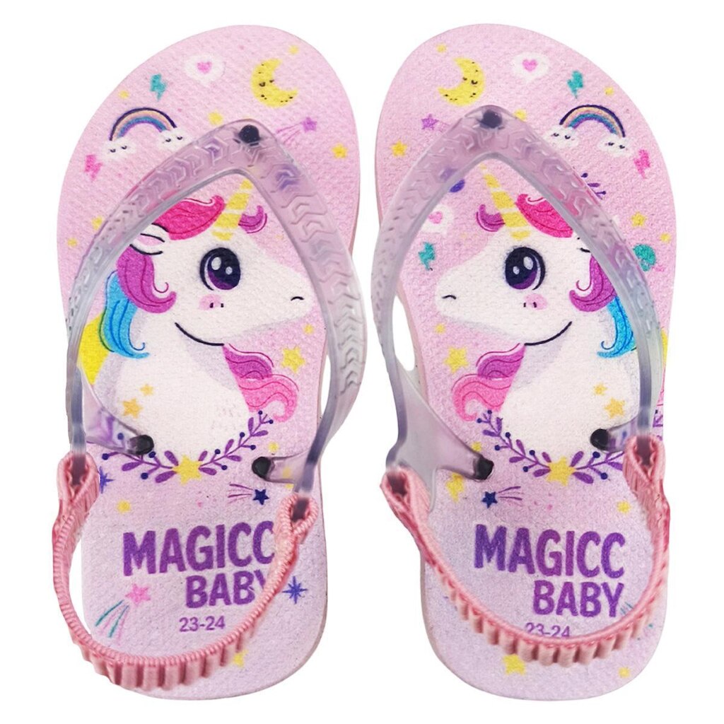 Chinelo Bebê Menina Infantil Unicórnio Magic Baby Mb_034