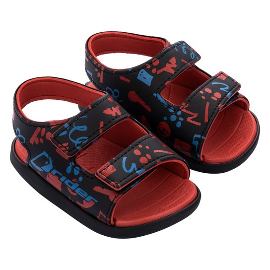 Chinelo Bebê Rider Papete Fun - Preto+Vermelho Menor preço em Chinelo Bebê Rider Papete Fun - Preto+Vermelho