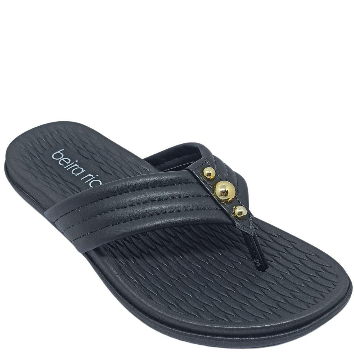 Chinelo Beira Rio Feminino Napa Pele Strech com Enfeite Esfera Cor