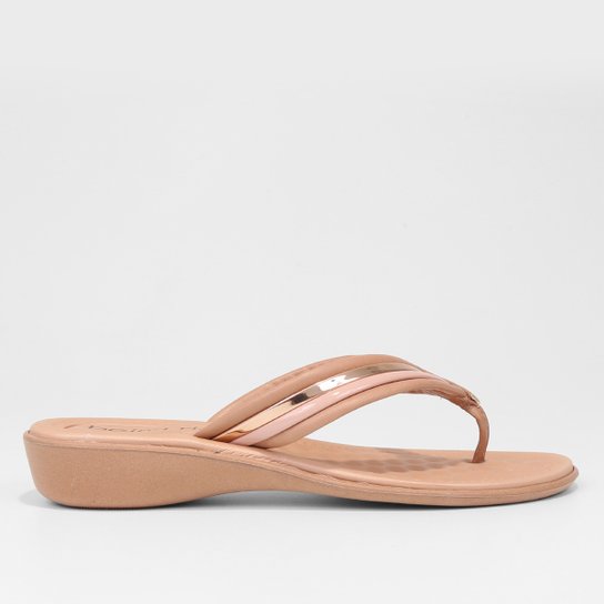 Chinelo Beira Rio Salto Baixo Feminino - Bege Menor preço em Chinelo Beira Rio Salto Baixo Feminino - Bege