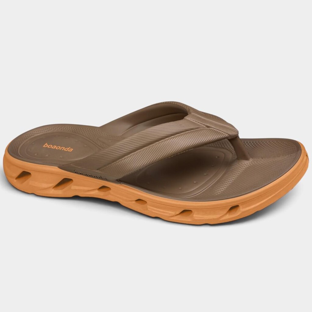 Chinelo Boaonda Pulse Masculino - Marrom Claro e Laranja - 42