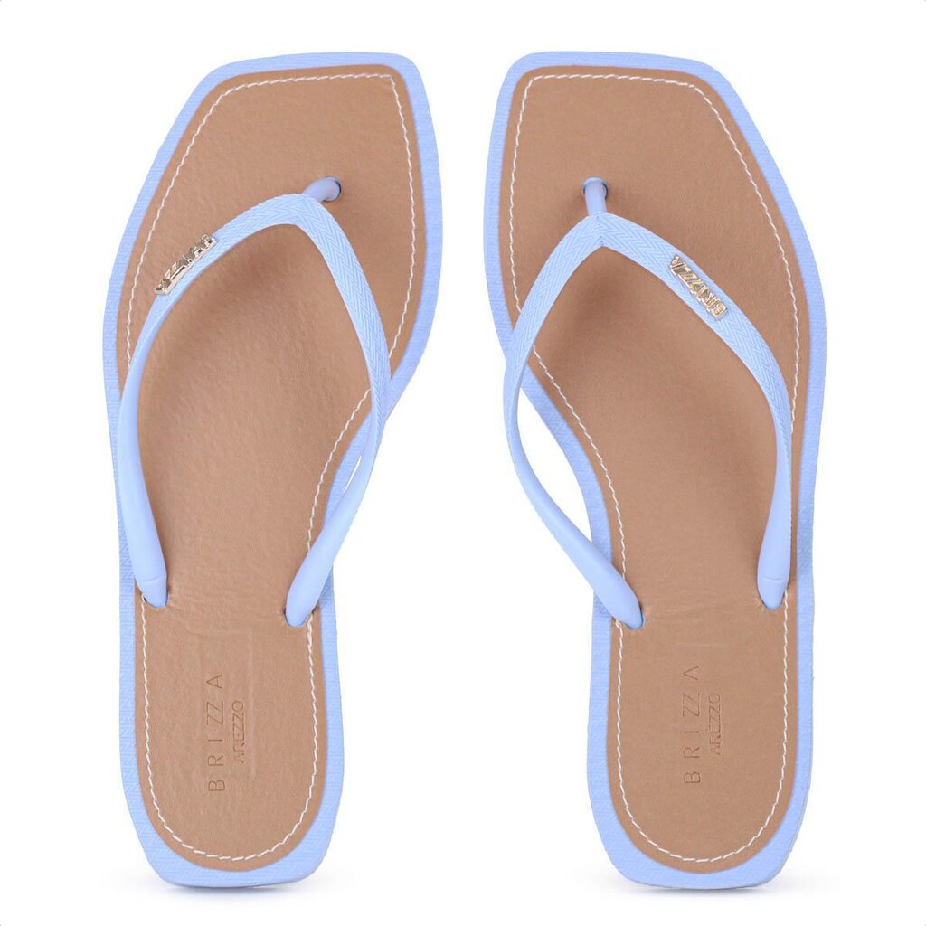 Chinelo Brizza Arezzo Bico Quadrado Azul e Marrom - Feminino