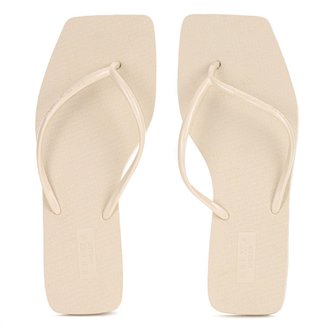 Chinelo Brizza Arezzo Bico Quadrado Tira Slim Bege - Feminino