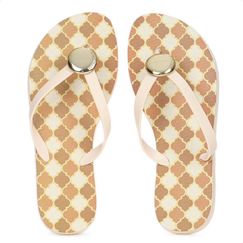 Chinelo Brizza Arezzo Estampado Off White e Laranja - Feminino