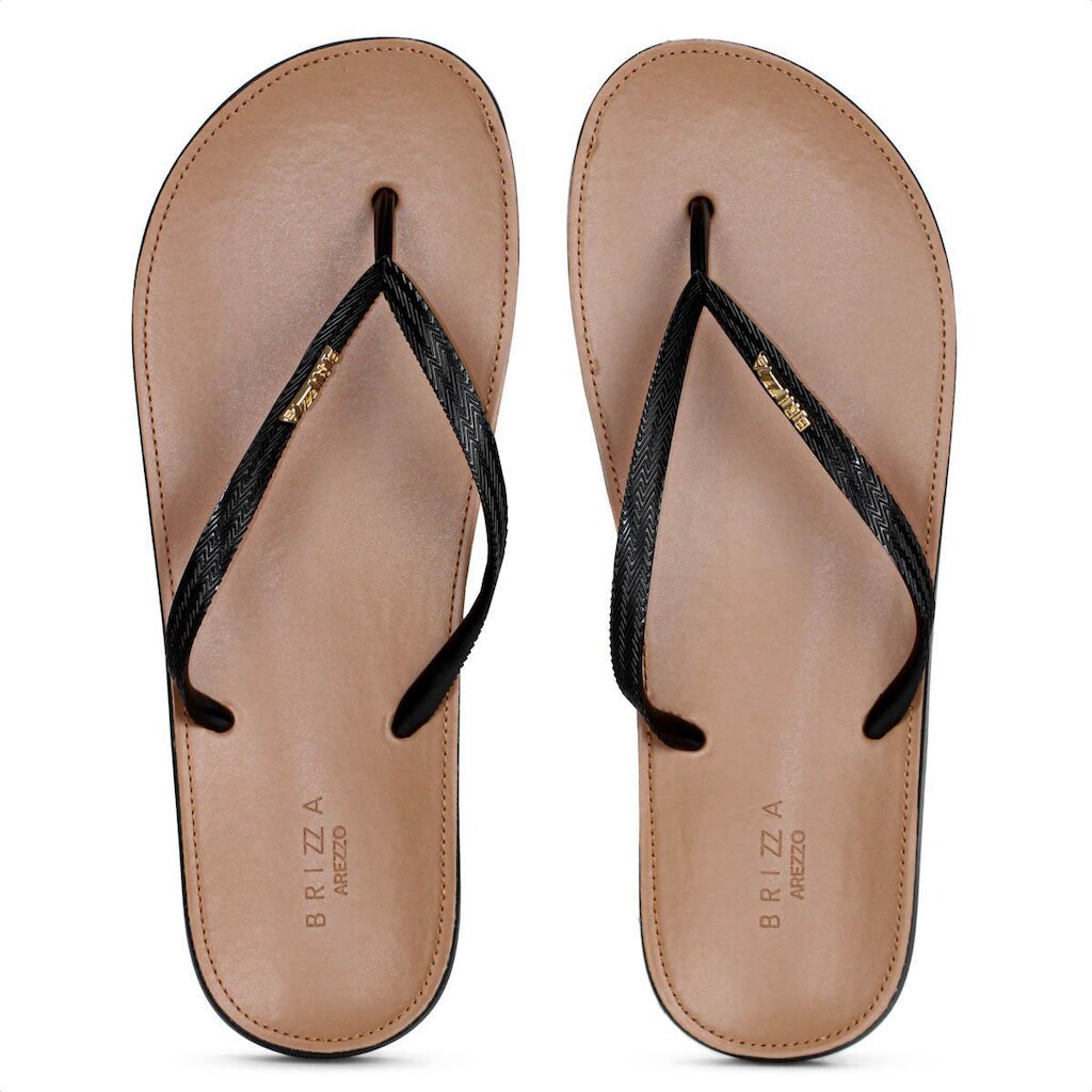 Chinelo Brizza Arezzo Recouro Fit Preto e Marrom - Feminino