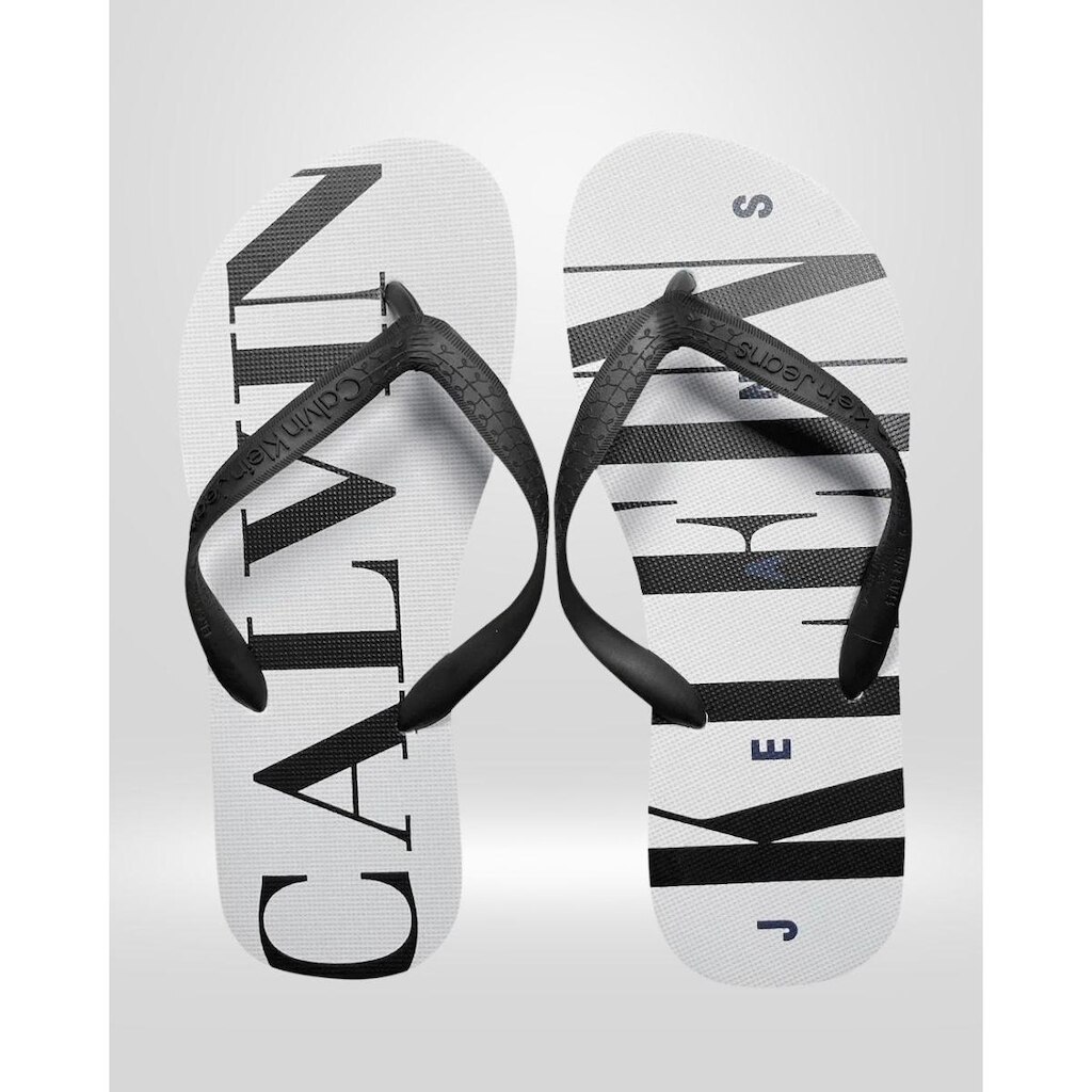 Chinelo Calvin Klein Swimwear Serif Font Logo Branco