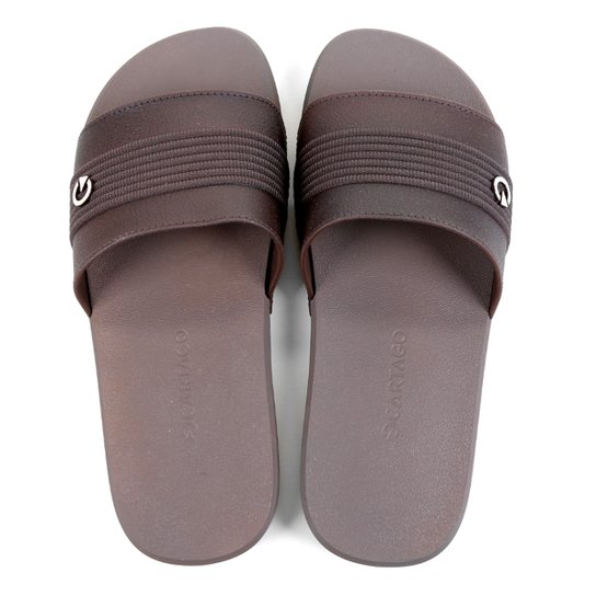 Chinelo Cartago Slide Montreal Gáspea Masculino - Marrom Escuro Menor preço em Chinelo Cartago Slide Montreal Gáspea Masculino - Marrom Escuro