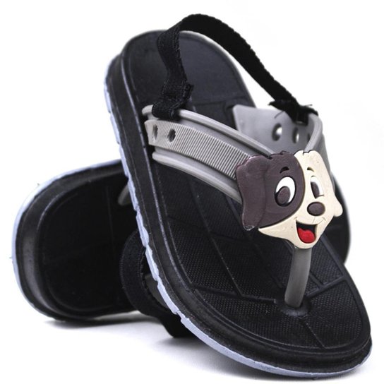 Chinelo Casual Infantil Bebê Ajustavel Cachorro - Preto Menor preço em Chinelo Casual Infantil Bebê Ajustavel Cachorro - Preto