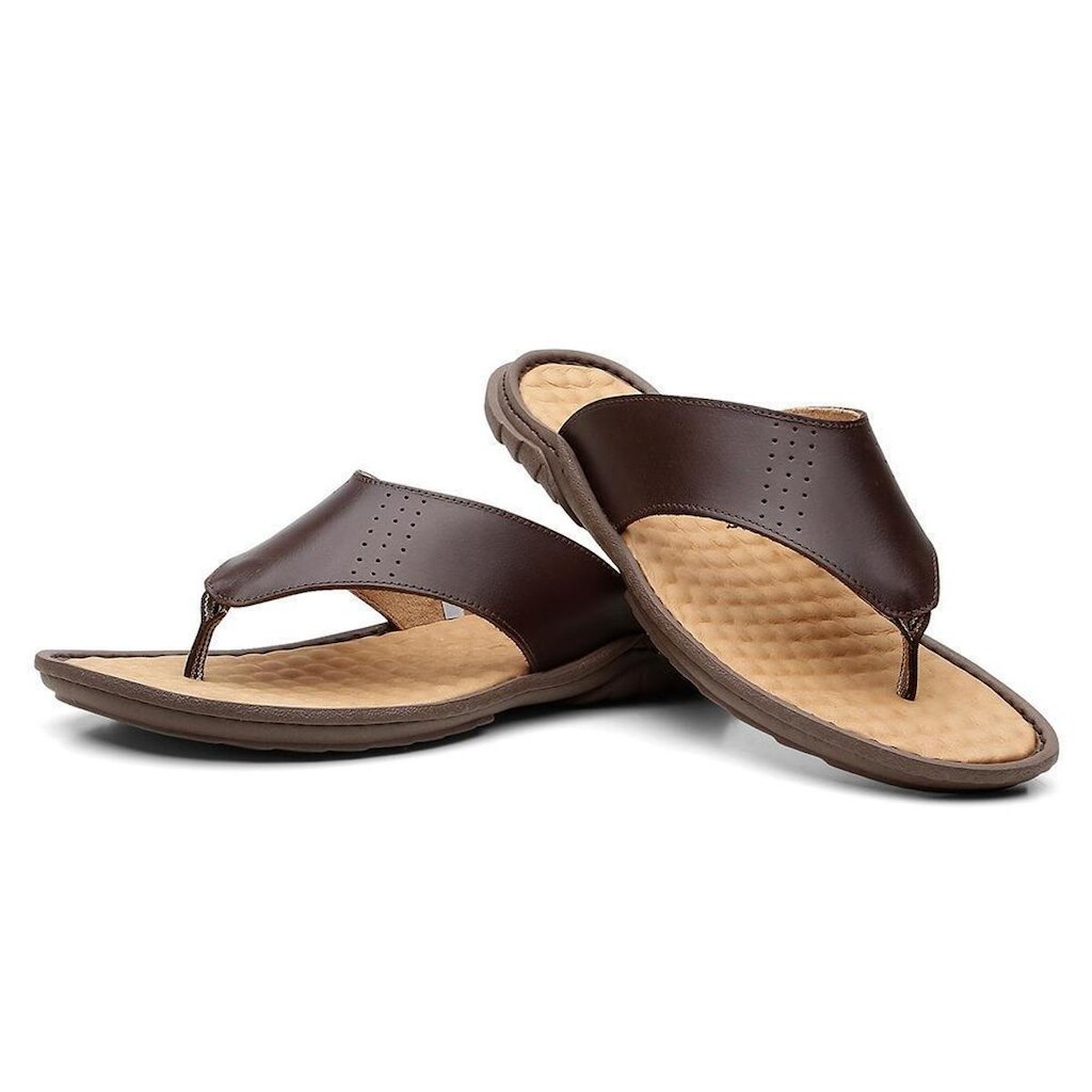 Chinelo Casual Masculino Couro Estilo Despojado