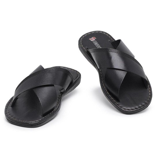 Chinelo Centuria Em Couro Preto Masculino