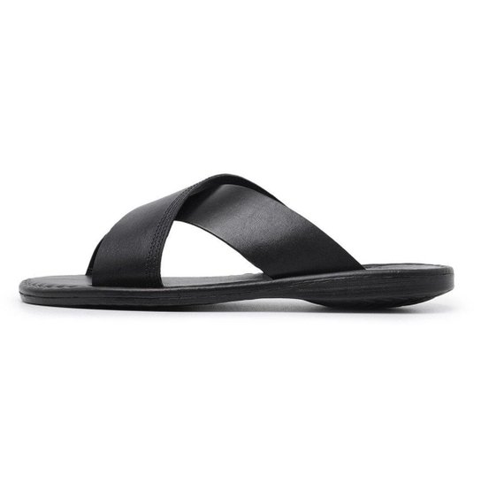 Chinelo Centuria Em Couro Preto Masculino