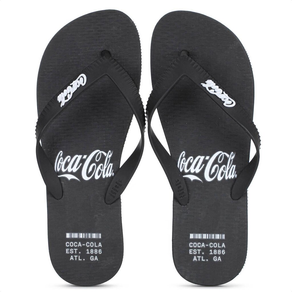 Chinelo Coca Cola Alma 2 Preto e Branco - Masculino