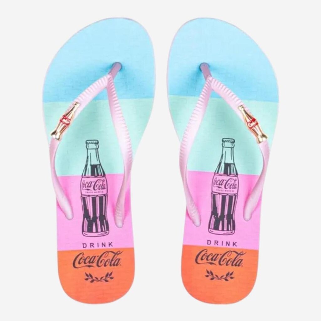 Chinelo Coca Cola Bottle Stripe Feminino Rosa