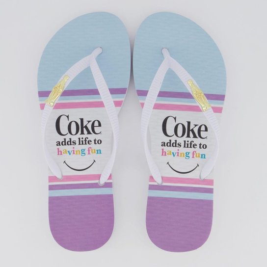 Chinelo Coca Cola Candy Coke Feminino Branco - Branco Menor preço em Chinelo Coca Cola Candy Coke Feminino Branco - Branco