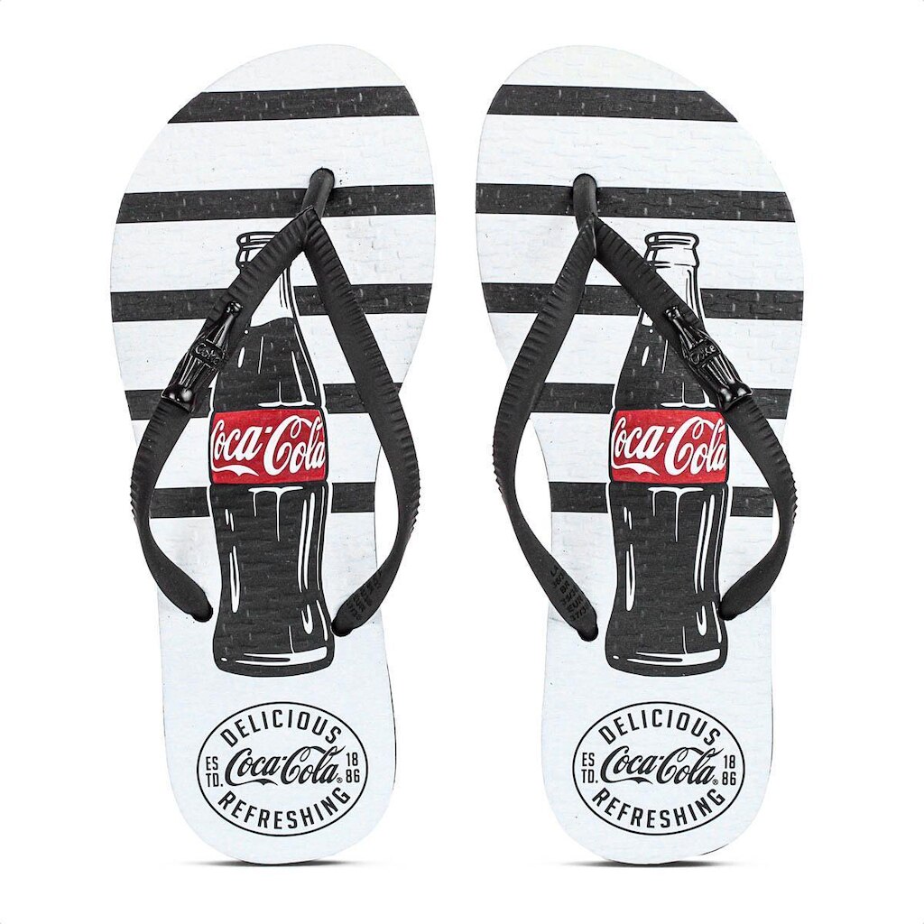 Chinelo Coca Cola Delicious Branco e Preto - Feminino