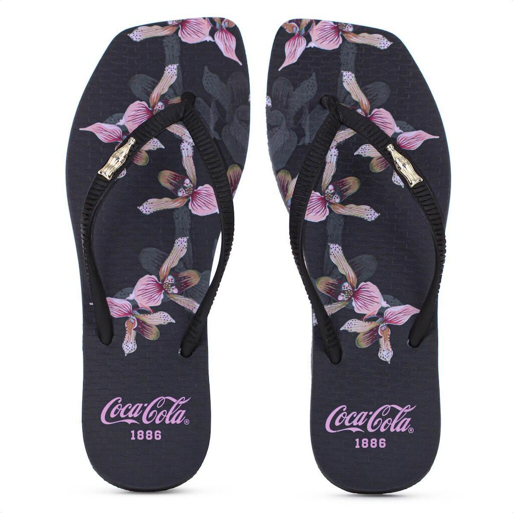 Chinelo Coca Cola Donegal Preto e Rosa - Feminino
