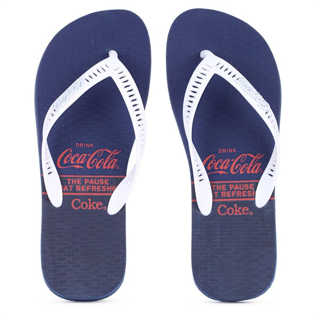 Chinelo Coca Cola Easton 2 Azul Marinho Branco e Vermelho - Masculino